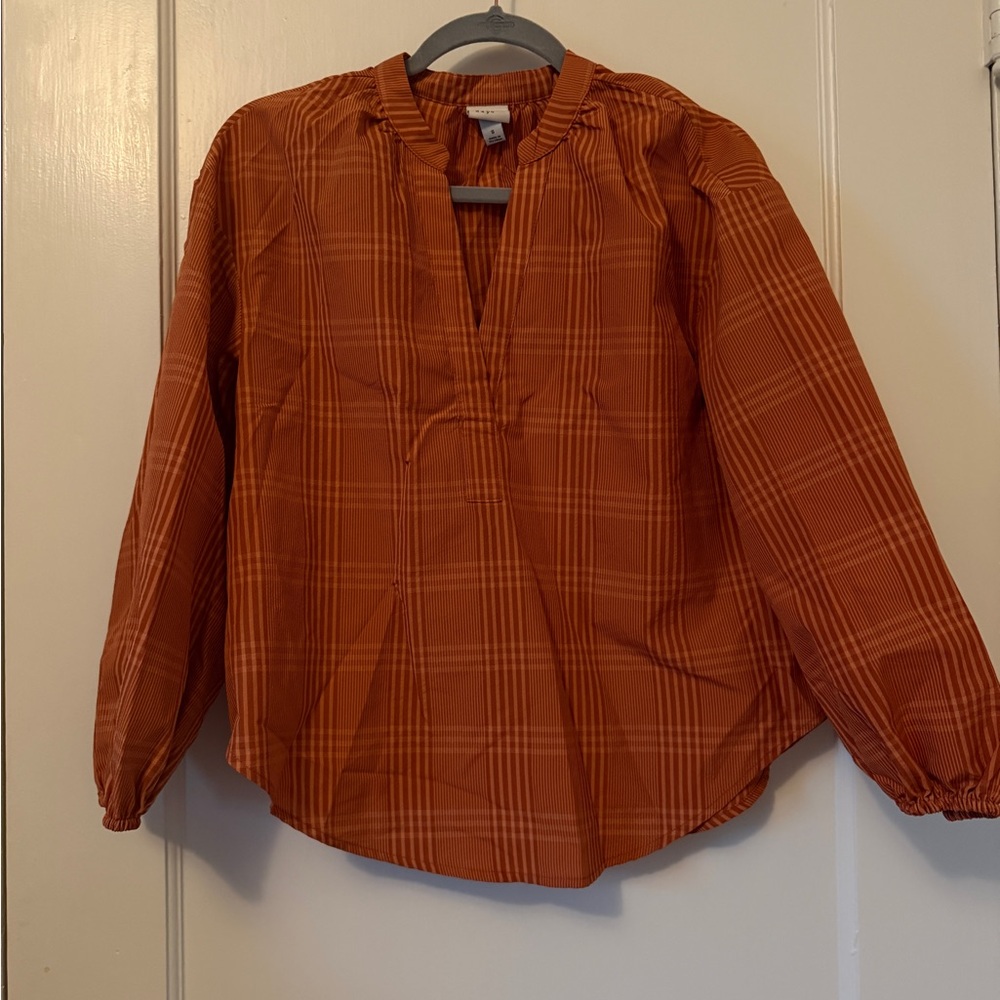 a new day Rust Plaid Women's Blouse